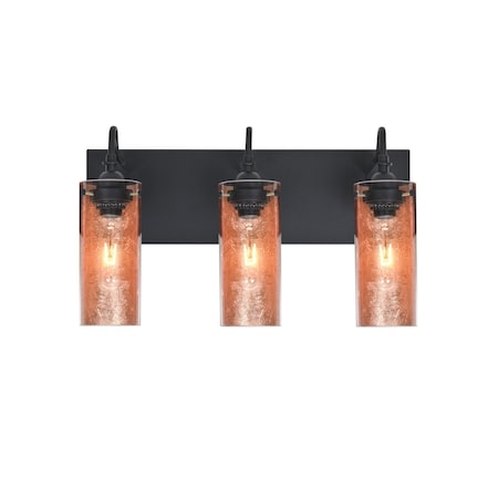 Besa Lighting Duke Vanity, Copper Foil, Black, 3x60W Incandescent 3WG-DUKECF-BK